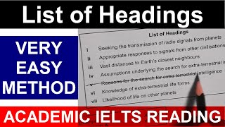 List of Headings  VERY EASY METHOD  ACADEMIC IELTS READING [upl. by Rania]