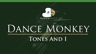 Tones And I  Dance Monkey  LOWER Key Piano Karaoke Instrumental [upl. by Neelyak]