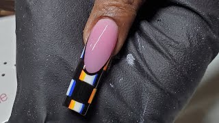 Nail Tutorial Long Abstract French Nails [upl. by Manchester932]