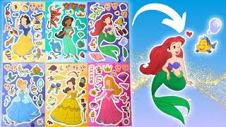 Disney Princess Make a Face Stickers DIY Sticker Activity with Ariel Cinderella disneyprincess [upl. by Hallock26]