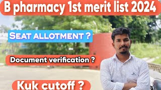 B pharmacy 1st merit list 😱bpharmacy pharmacycollege kukuniversity [upl. by Hagep]