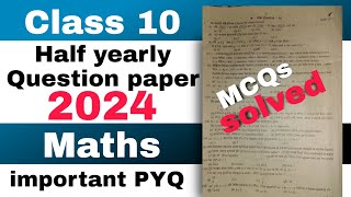 Class 10 Half yearly Maths question paper 2024 important PYQ paper SEBA board [upl. by Cissy2]