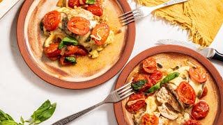 Cheesy Caprese Chicken Bake Recipe [upl. by Labinnah83]