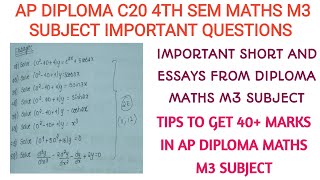 AP DIPLOMA C20 MATHS M3 SUBJECT IMPORTANT QUESTIONS TIPS TO PASS DIPLOMA 4TH SEM M3 SUBJECT [upl. by Nakada]