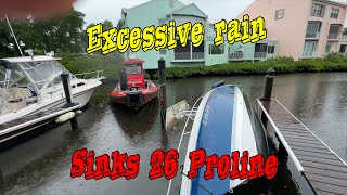 Excessive Rains Cause Boat To Sink Salvaging a 26 Proline with Lift Bags [upl. by Hackett581]