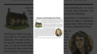 Science Reading Newton and Gravity Fact Sheet Grade 46 [upl. by Lenci]