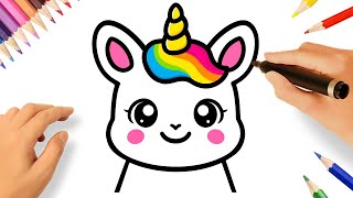 HOW TO DRAW A KAWAII BABY UNICORN EASY 🌈 [upl. by Hawkie]