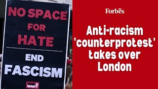 UK riots Antiracism counterprotest takes over London [upl. by Dnomder322]