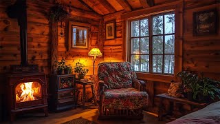 Snowy Wooden Cabin Retreat  Relax to Gentle Fireplace Crackles in a Winter Wonderland [upl. by Gnni]