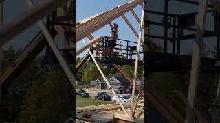 Rafter Install framing construction wood rafters work [upl. by Hazem]