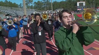 Mardi Gras music Fontainebleau High Crimson marching band strikes a chord on the parade route [upl. by Iarahs]