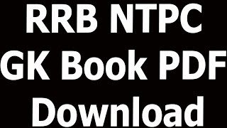 RRB NTPC GK Book PDF Download [upl. by Emerick105]