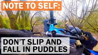 Best Off Piste Riding In the Winter Slop Falling into Puddles at Kilburn Woods mtb downhill bike [upl. by Acirtap]