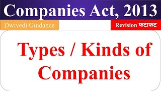 Kinds of Companies type of companies in hindi Classification of Companies company law bcom [upl. by Ahseyd]