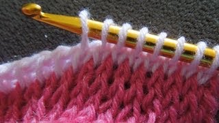 How To Crochet Tunisian Simple Stitch and Knit Stitch [upl. by Atirahs]