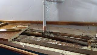 COPPER WATER PIPE LEAKING IN BASEMENT WALL  REPAIRED [upl. by Llenrap]