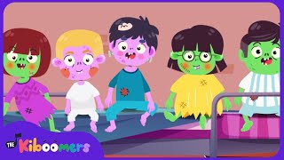 Five Little Zombies Jumping on the Bed  Halloween Song  The Kiboomers Kids Songs amp Nursery Rhymes [upl. by Sadnak487]