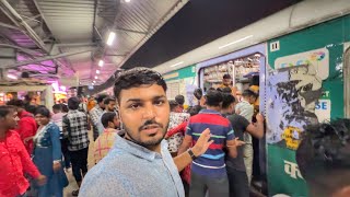 Kolkata Local train amp Metro Journey Durning Durga Puja Festival [upl. by Dyrrej]