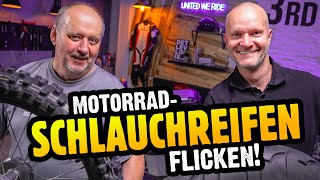 MotorradSchlauchreifen unterwegs tauschen und flicken  Reisen mit dem Motorrad [upl. by Gorey85]