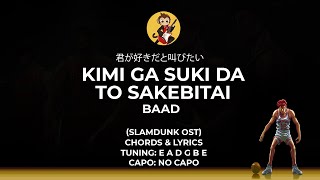 Kimi ga suki da to sakebitai 君が好きだと叫びたい  BAAD  Slamdunk OST  Chords and Lyrics [upl. by Elauqsap40]