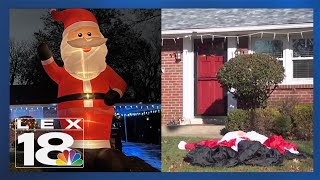 Caught on camera Santa inflatable deflated by apparent gunshot [upl. by Kapoor]