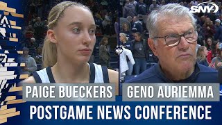 Paige Bueckers and Geno Auriemma react to UConns 8649 win over USF  SNY [upl. by Rooke]