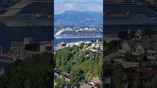 Bergen Fjord 💙 Cruise Ship Honks Its Horn 🚢 shorts [upl. by Okiman]