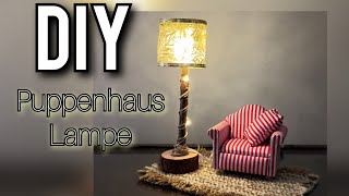 DIY Idee Puppenhaus Lampe  Stehlampe  Licht selber basteln einfach mit LED Lichterkette [upl. by Dennison]