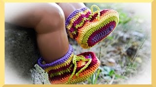 BABYSCHUHE HÄKELN ANLEITUNG [upl. by Aisatan]