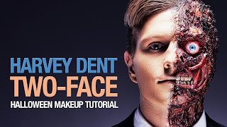 Harvey Dent  TwoFace Halloween makeup tutorial [upl. by Kristel]