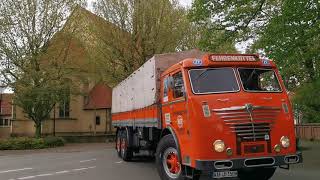 Ausfahrt beim 11 Oldtimer LKW Frühlingstreffen in Beelen bei Spedition Dingwerth 27 04 2024 [upl. by Armahs]