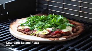 REZEPT Low carb Salami Pizza mit Karfiol Boden glutenfrei [upl. by Kilbride742]