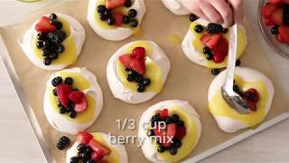 Mini Pavlovas with Lemon Curd and Berry Recipe [upl. by Adivad]