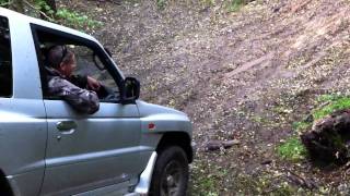 Mitsubishi Pajero 35 V6 Off Roading Up Muddy Slope [upl. by Nyleuqaj417]