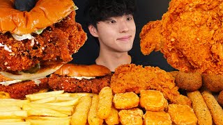 치킨 햄버거 통다리 치킨 먹방 치즈스틱 감자튀김 치즈볼 치킨너겟까지 FRIED CHICKEN amp CHICKEN SANDWICH MUKBANG ASMR EATING SOUNDS [upl. by Shreve]