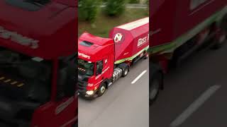 Scania rouge concessiontrailer trucking camionnage trucker trailering train trailerdriver [upl. by Salomon744]