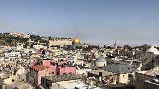 Old City Jerusalem rooftop during the call to prayer [upl. by Aldarcie]