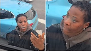 Shocking moment woman smashes up lorrys wing mirrors with her bare hands in road rage Incident [upl. by Redvers]