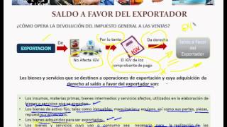 SALDO A FAVOR DEL EXPORTADOR Operatividad y Normativa Aplicada al Comercio Exterior Peruano [upl. by Innos]