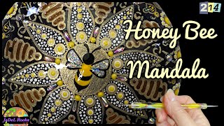 Honey Bee Dot Art Mandala Rock Painting Tutorial [upl. by Labinnah]