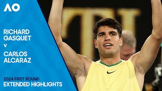 Richard Gasquet v Carlos Alcaraz Extended Highlights  Australian Open 2024 First Round [upl. by Morentz]