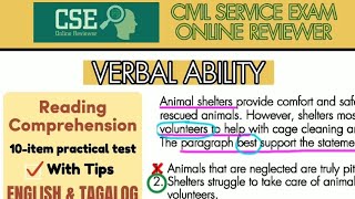 CIVIL SERVICE EXAM  Verbal Ability Reading Comprehension  CSE Online Reviewer [upl. by Eldred]