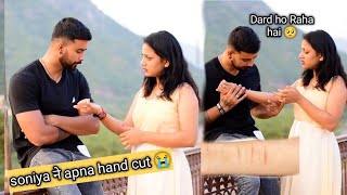 handcut prank 😭  prank on boyfriend  gone emotional 🥺  veer Samrat vlog [upl. by Letnoj]