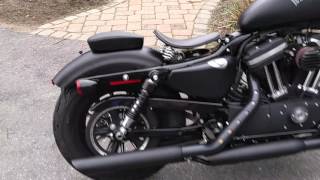 Installing pillion seat sissy bar backrest and luggage rack on Harley Davidson Iron 883 [upl. by Kenison476]