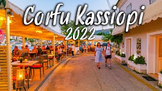 Corfu Greece explore Kassiopi Κασσιόπη tiny lovely seaside village walking tour 4k Greece 2022 [upl. by Anielram]