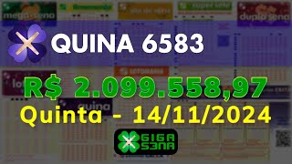 Quina 6583 Quinta 14112024  GIGASENA [upl. by Arun587]