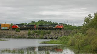 CN 2518 Leading CN L592 Crossing ONeil Drive W Sudbury [upl. by Aliehs699]