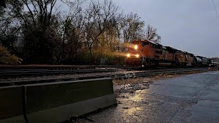 BNSF Train On a Gloomy Fall Night [upl. by Benedikt790]