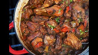 Traditional Caribbean Stew Chicken  CaribbeanPotcom [upl. by Gillead]