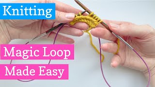 Easy Magic Loop Knitting for Beginners  Knit Small Things in the Round with a Long Circular Needle [upl. by Adlee]